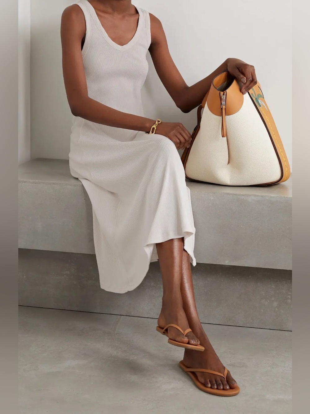 JAMES PERSE Ribbed Cotton-Blend Jersey Midi Dress
